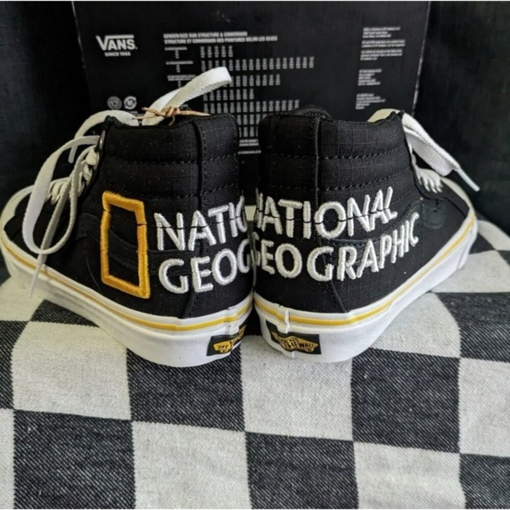 Vans National Geographic Box Logo SK8 Hi Reissue Women Black White 112025 Gf - Picture 7 of 11